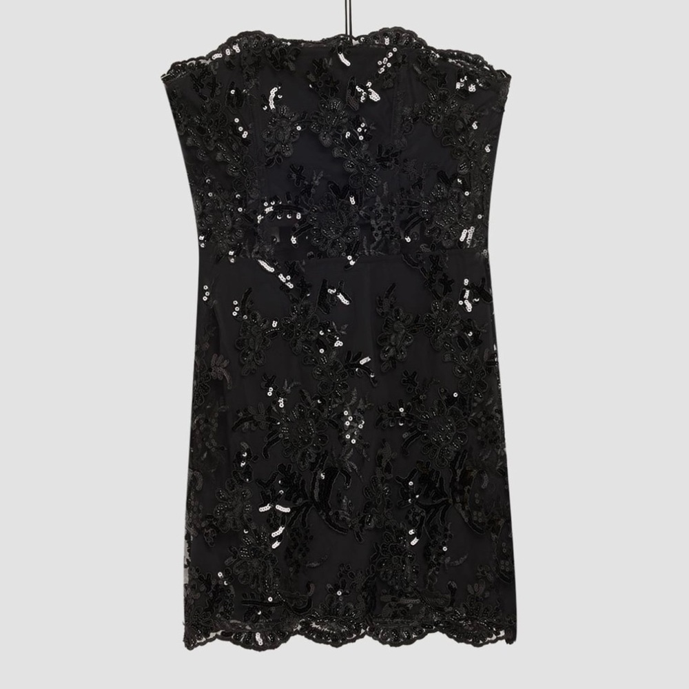Alice + Olivia Black Sequin Mini Dress